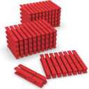 100 Pcs Colored Clothes Pins Wooden, Red Clothespins for Crafts, Clothing Pins for Hanging Clothes Classroom 2.9 Inch