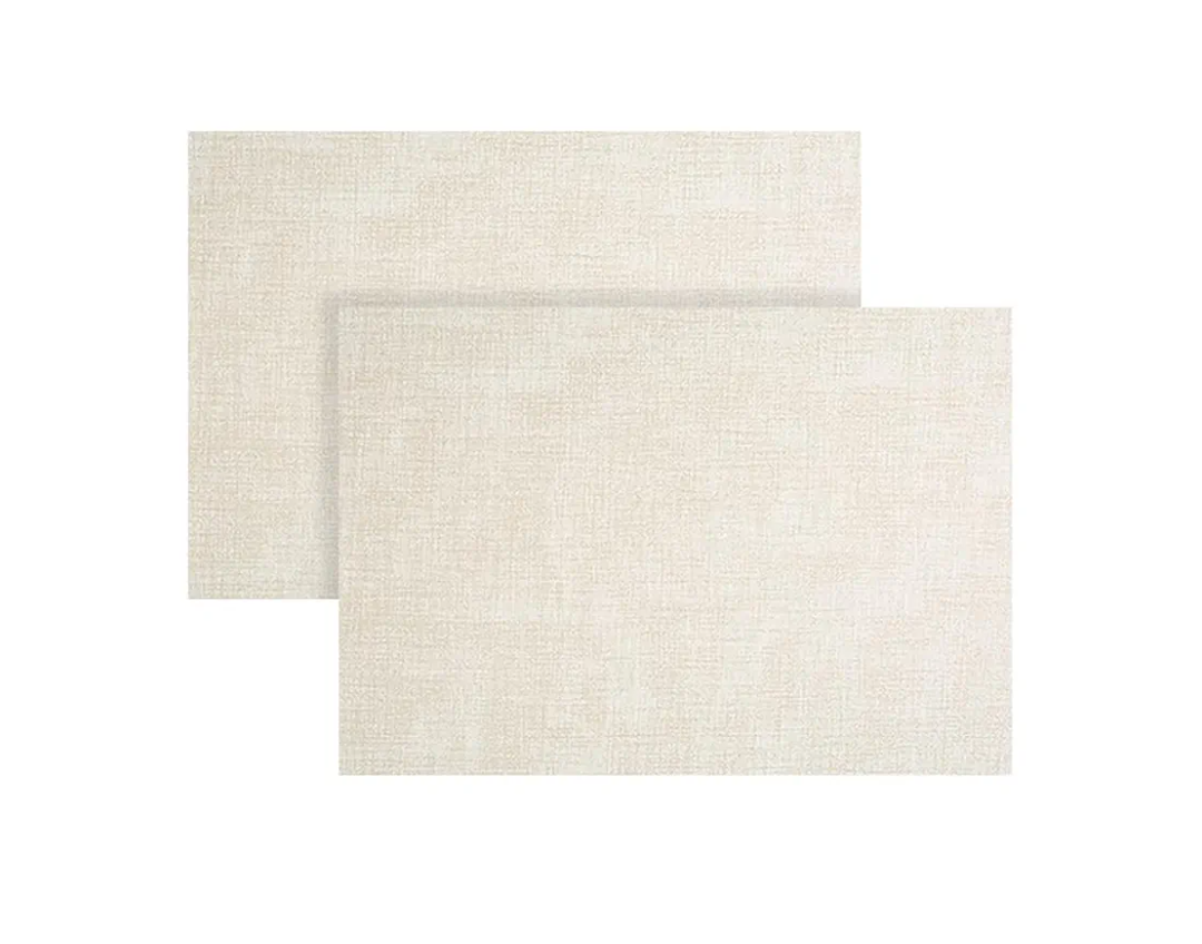 GSHLLO 2 Pcs Faux Leather Placemats Waterproof Rectangle Place Mats Non Slip Dining Room Placemat Wipeable Washable Table Mats Double Sided Placemats for Dining Tables Beige