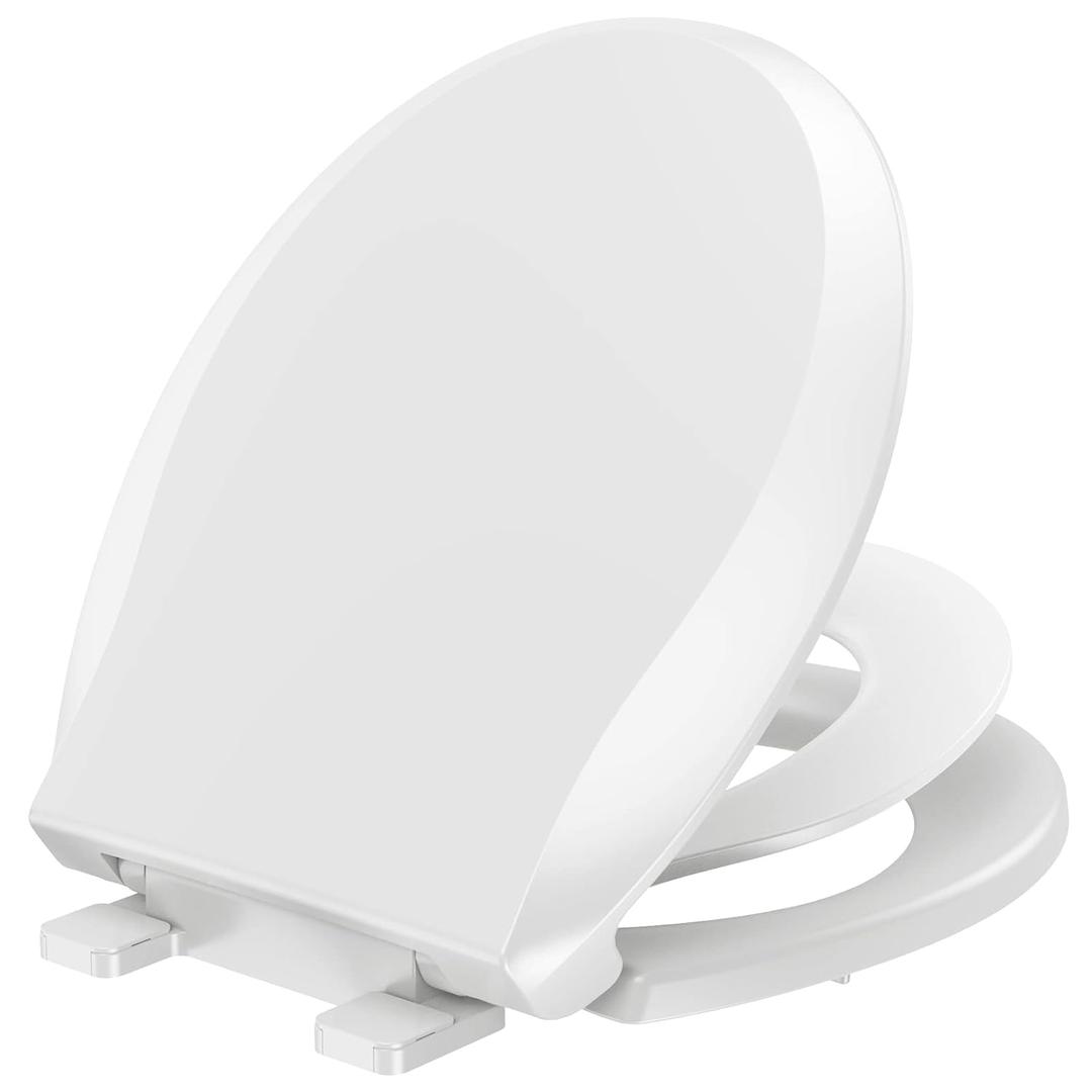YASFEL Toddler Toilet Seat Built in, Potty Training Toilet Seat for Toddlers, Kids & Adults White Plastic Toilet Seats Standard Round Slow Close with Magnets(White, 16.5)