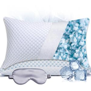 JMZANSI Premium Adjustable Shredded Memory Foam Pillow - Suitable for Side, Back, and Stomach Sleepers, with Cooling Fiber Machine Washable Cover (Standard-2PCS)
