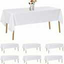 6 Pack Rectangle Tablecloth 60 x 120 Inches White Table Cloth Stain and Wrinkle Resistant Washable Polyester Fabric Table Cover for Party, Wedding and Banquet Decoration