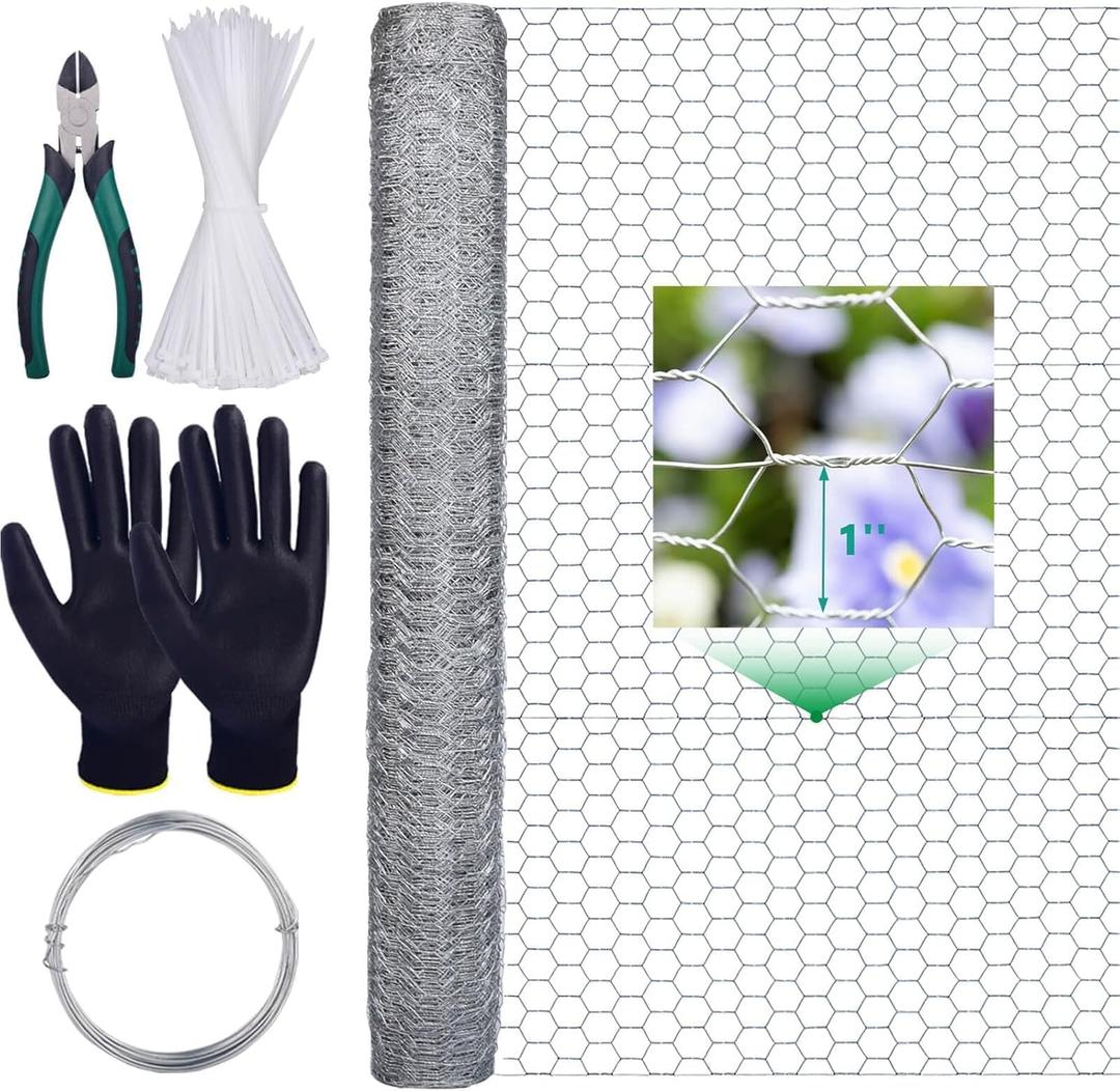 Chicken Wire 3ft x 100ft Chicken Wire Fencing 36, 1 in Chicken Wire Mesh, 21 Ga. Thick Double Galvanized Layer Anti-Rust Chicken Fence, Floral Chicken Wire Roll for Crafts, Barrier for Garden (3 ft  100 ft, Silver)