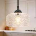 Black Vintage Pendant Lights Kitchen Island, Adjustable Height Kitchen Island Lighting, Bathroom Pendant Light with Clear Glass Shade- Dual Mount Ceiling & Hanging Fixtures with 90 Swivel for Decor