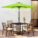 AreShark 7.5FT Patio Umbrella Table Market Umbrella with 6 Sturdy Ribs, Button Tilt/Crank Heavy-Duty Round Outdoor Umbrellas for Garden, Deck, Backyard,and Pool, Apple Green