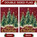 Artscope Merry Christmas Tree House Flag 28x40 Inch Double Sided, Seasonal Outdoor Winter Xmas Flag for Yard Farmhouse Holiday Decoration-Red