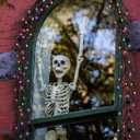 6.5 Ft Halloween Garland Black Willow Vine Decor with 9.8FT Lights Artificial Branches Berries Pumpkin Vines Halloween Realistic Garland for Home Fireplace Table Window Mantle Party Holiday Decor