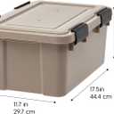 IRIS USA 6-Pack WeatherPro Gasket Box, 19 Quart Weather Resistant Storage Bins with Latching Lids, Heavy Duty Organizing Containers for Closet, Bathroom, and Office - Tan