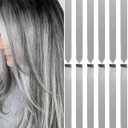 12 PCS Grey Hair Extensions Clip in, 22 Inch Colored Hair Extensions Party Highlights Long Straight Synthetic Hairpieces for Women Cosplay
