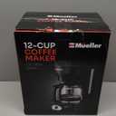 Mueller 12-Cup Drip Coffee Maker - Borosilicate Carafe, Auto-Off, Reusable Filter, Anti-Drip, Keep-Warm Function, Clear Water Level Window Coffee Machine, Kitchen Essentials & Accessories (Black)