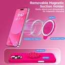 Magnetic for iPhone 16 Pro Case, Compatible with Magsafe, Suction Cup Phone Mount, 2 Screen Protectors - Camera Protector, Silicone Shockproof Protective Phone Cover 6.3", Neon Pink