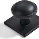 Khtumeware 2-Pack Heavy Duty Solid 1-1/2 Inch Cabinet Knob with Backplate,Matte Black Drawer Knobs with Back Plate, Ideal for Dressers and Kitchen cabinets.