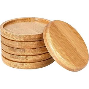 Frienda Trays 2.52 Inch Bamboo Round Plant Saucer for Most Plant Pot Flower Saucers Tray, Solution for Owl Pot with Hole(12 Pack)