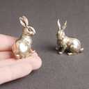 2pcs Brass Mini Antique Rabbit Statue Easter Bunny Figurine Miniature Collectible Figurines Souvenir Garden Micro Landscape Table Centerpiece Decorations