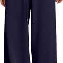 HeSaYep Women's Fleece Lined Sweatpants V-Waisted Wide Leg Sweat Pants Winter Warm Pants with Pockets (Medium)