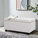 CangLong Upholstered Storage Ottoman and Entryway Bench for Living Room, Set of 1,White, 17.7"D x 35.4"W x 16.5"H