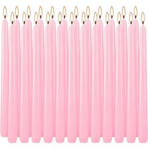 24-Pack 10 Inch Pink Taper Candles, Dripless & Unscented Decorative Candlesticks for Weddings, Romantic Dinners  Long-Burning for Centerpieces, Valentine's, Birthdays, Bridal Showers & Home Decor