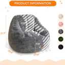 MAXYOYO Kids Bean Bag Chair, Comfy Bean Bag Sofa with Back Support, Faux Fur Cute Chair for Boys and Girls, Stuffed Floor Sofa for Nursery, Bedroom, Grey, Standard