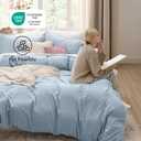 Bedsure Celestial Blue Duvet Cover Queen Size - 3 Pieces Prewashed Cotton-Like Polyester Extra Soft Bedding Set, Includes 1 Duvet Cover 90x90 Inches with Zipper Closure & 2 Pillow Shams, No Comforter