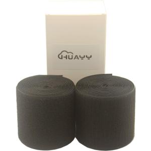 HUAYY 3 Inches Width 3 Yards Length,Sew on Hook and Loop Style,Non-Adhesive Nylon Strips Fabric,Black (3in x 3yd)