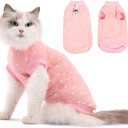 FEimaX Cat Surgery Recovery Suit Cat Onesie Shirt Kitten Clothes After Surgery Spay Surgical Cone of Shame Alternative Surgical Spay Suit for Female Cat, Post-Surgery or Skin Diseases Protection