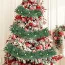 Christmas Green Garland Xmas Tree Decorations Pre-lit Christmas Twist Garland Ceiling Hanging Decorations for New Year Party Birthday Holiday Indoor Outdoor Supplies (Warm White, 14.7Ft)