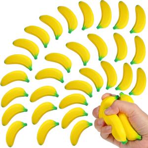 Civaner 30 Pcs Banana Stress Toys Banana Stretchy Toys Stress Relief Balls Back to School Classroom Student Gifts Tiny Party PU Squeeze Balls for Valentine Easter Stocking Stuffers(Yellow)