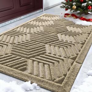 Yimobra Door Mats Outdoor 29.5x17, All-Season Waterproof Outdoor Mats for Front Door Entrance with Drainage Holes, Heavy Duty Non-Slip Doormat for Garage Patio Entryway Indoor, Beige