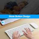 Wireless Keyboard and Mouse Combo, Compact Quiet Wireless Keyboard and Mouse Set 2.4G Ultra-Thin Sleek Design for Windows, Computer, Desktop, PC, Notebook, Laptop (GHKM03 Silver White)