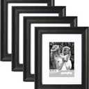 Yaetm Black 8x10 Picture Frame Matted to 5x7 Set of 4, 1.4 Wide Molding & Distressed Black Photo Frames 8 x 10 with HD Tempered Glass, Display on Tabletop & Wall Mounting, 4 Pack