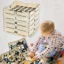 Toy Block Sorter Sifter, 5 Different Size Toy Block Sorting Boxes, Wooden Storage Box for Building Blocks, Birthday Gift Boys Girls and Adults