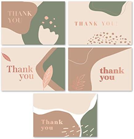 Rileys Thank You Cards with Envelopes | 50-Count, Gold Foil - Blank Note Cards, Thank You Notes, Blank Cards with Envelopes, Thank You Wish Cards, Wedding, Graduation, Baby Shower (Earth)