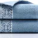 2 Pack Cotton Hand Towels,100% Cotton Face Towels, Durable Highly Absorbent Soft Washcloth Towel for Premium Luxury Spa Hotel Bathroom, Camping, Gym 14 x 30 Inch (Maoj-lassical Blue)