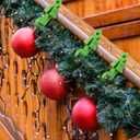 XunYee 12 Pcs Christmas Garland Hangers for Mantle,Fireplace Garland Hanger, Christmas Tree Shaped Ties Stocking Holder, Reusable Silicone Adhesive Straps for Stairways Banister Staircase