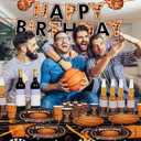 Basketball Party Decorations 171Pcs Basketball Party Supplies Disposable Basketball Tablecloth Paper Plates Cup Napkin Plastic Fork Knives Spoon and Banner for Sports Birthday Decorations