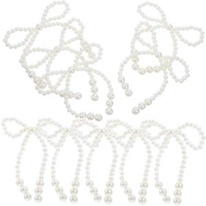 UPKOCH 10pcs Imitation Pearl Topper: Bow Knot Cake Decorations Fake Pearl Cupcake Toppers for Bow Themed Birthday Party Wedding Baby Shower Party Cake Decoration Supplies