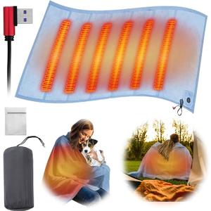 PANGTIKU USB Battery Operated Heated Blanket  Battery Power Operated Heating Blanket Electric Throw for Home Outdoor Travel Camping