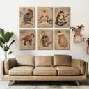 Japanese Cat Wall Art Samurai Cat Canvas Poster Anime Wall Decor Asian Prints Japan Painting Japanese Home Poster Tattoo Fantasy Artwork Funny Pictures for Living Room Bedroom 8x10 Inch Ready to Hang