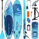 SereneLife 10’6” Inflatable Stand Up Paddle Board with Premium SUP Accessories - 32” Wide Stable Design with Non-Slip EVA Deck Pad, for Youth and Adults, 350 lbs. Capacity
