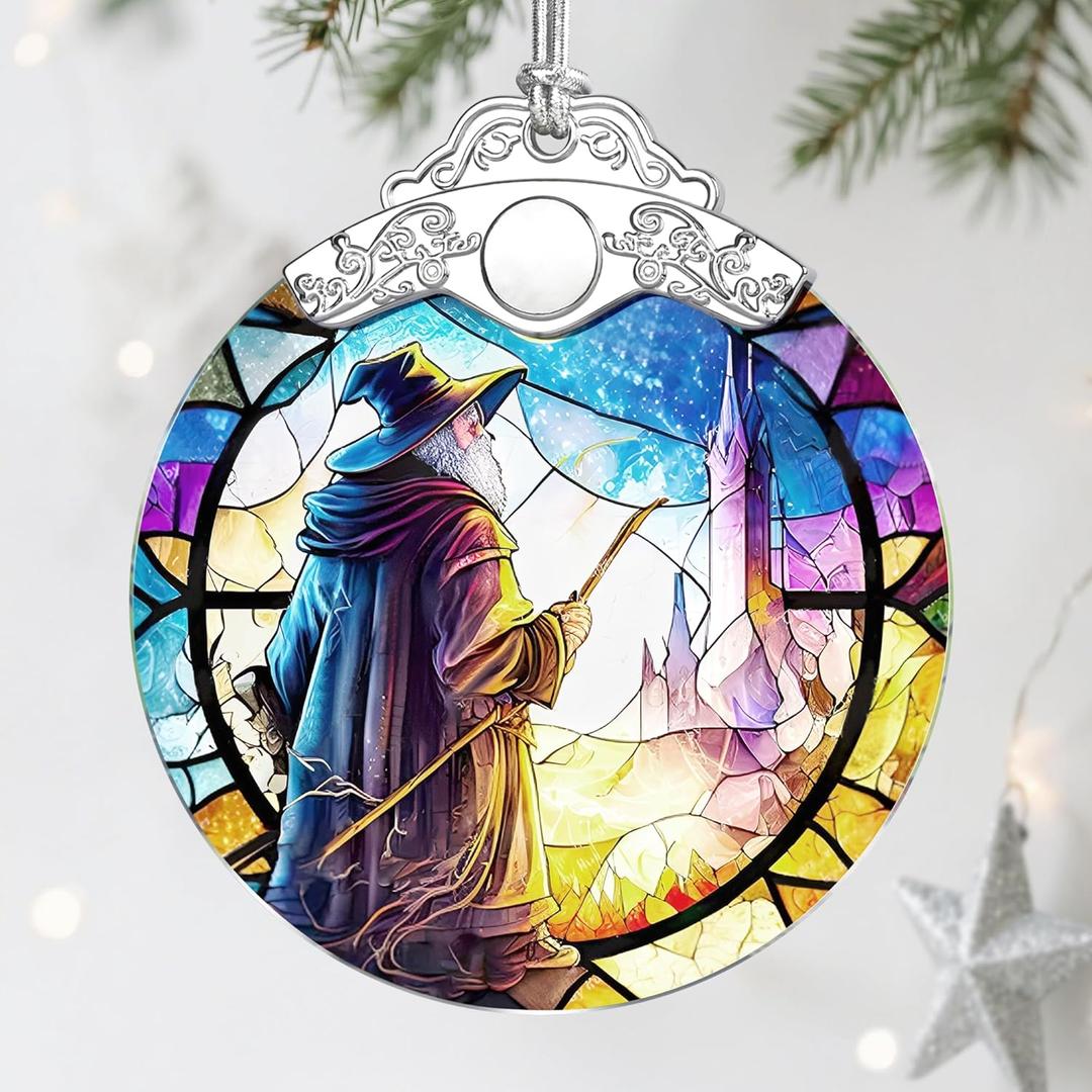 Stained Glass Ornament, Christmas Ornaments, Christmas Decorations for Tree, Holiday Decor, Holiday Party Gifts, Gift Ideas & Xmas Gift - Witch