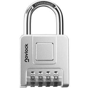 Combination Lock for Outdoor & Indoor | Heavy Duty, Weatherproof, 4-Digit Security | Padlock for Lockers, Gates, Fences, Sheds, Storage | 1-Pack, Silver