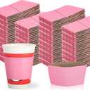 Disposable Coffee Cup Sleeves Corrugated Kraft Paper Coffee Cup Sleeves Holder Protective Insulated Heat Espresso ForHot Drinks 8-24oz (Pink, 200 Pcs)