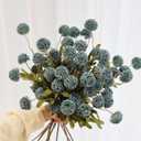 12Pcs Fake Kiku Flowers, Artificial Small Chrysanthemum Balls with Stems, Faux Silk Mini Pompon Mums for Vase Floral Arrangement DIY Bouquets Wedding Party Table Centerpieces Home Decor (No Vase)