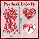 2 x Estivaux Large Valentine's Day Bows - Red White Burlap Loving Heart Truck Gift Bows for Front Door, Party, Wedding, Anniversary Decorations