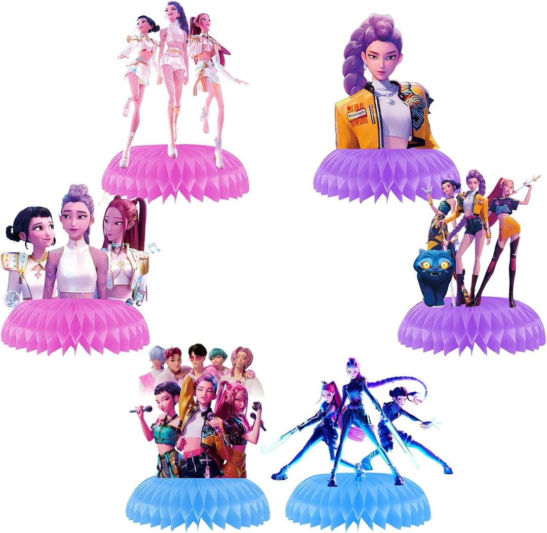 6Pcs Cute Anime Honeycomb Table Centerpiece, Cartoon Movie Theme Birthday Decorations, 3D Table Decorations, Birthday Party Supplies Party Decorations