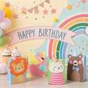 24 Packs Animal Parade Themed Paper Gift Bags, Cute Party Favor Bags with 3D Animal Shapes, Reusable Decorative Gift Tote for Birthdays, Holiday Gifting, Zoo/ Carnival Themed Parties