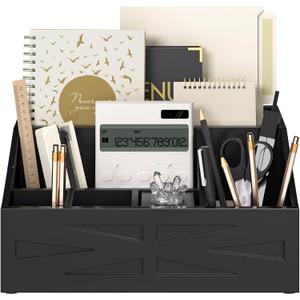Large Mail Organizer Countertop,Farmhouse Desk and Kitchen Countertop Storage, Letter Sorter, Desk Mail and Bill Organizer, Desktop File and Paper Holder (Black)