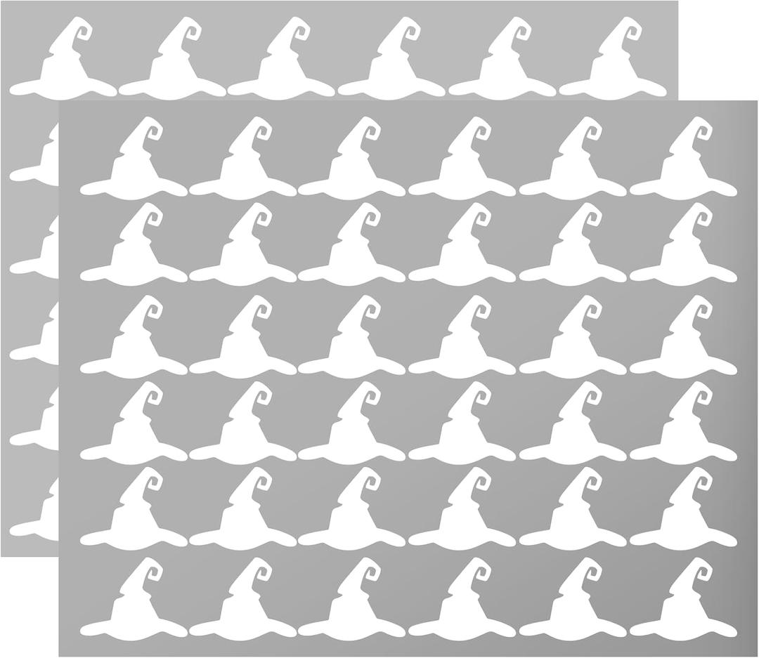 6 x 72PCS Halloween Witch Hats Wall Decals Self-Adhesive Vinyl Sealing Labels Halloween Party Favor Supplies Labels DIY Art Stickers for Home Classroom Birthday Chocolate,Cards Gift Wrap Decor (White)