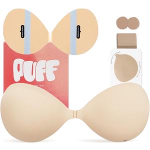 Sticky Bra & Refill Kit, Push Up Sticky Boobs for Backless Dress, Reusable Stick on Bra with Extra Adhesive Strips