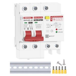 DIHOOL 50 Amp GFCI Breaker for Hot Tub Disconnect, 50A Miniature Circuit Breakers 240V with Panel Surge Protector