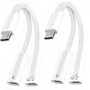 2Pack USB C Splitter 1 in 2 Out, Dual UsbC Charger and Headphone Adapter, USBC Splitter PD 60W Fast Charging, Type C Audio Adapter USB-C Dongle Cable for Apple iPhone 15 16 17/iPad Pro/Galaxy/Pixel
